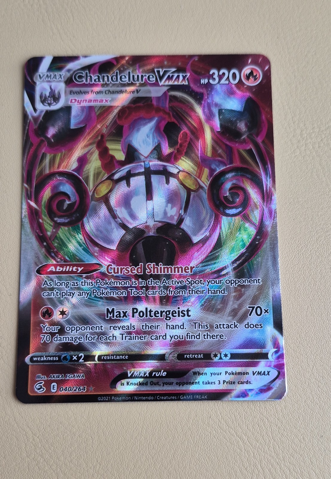 Chandelure VMAX 040/264 Swsh08: Fusion Strike Holo