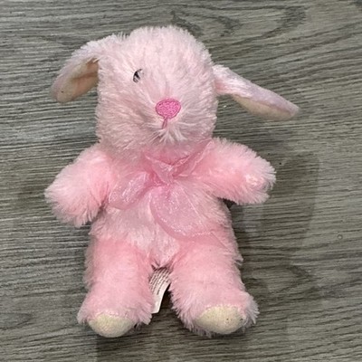 Greenbrier   ''FUZZY FRIENDS'' BUNNY RABBIT 8''Pink  Plush Pink Ears and Bow 