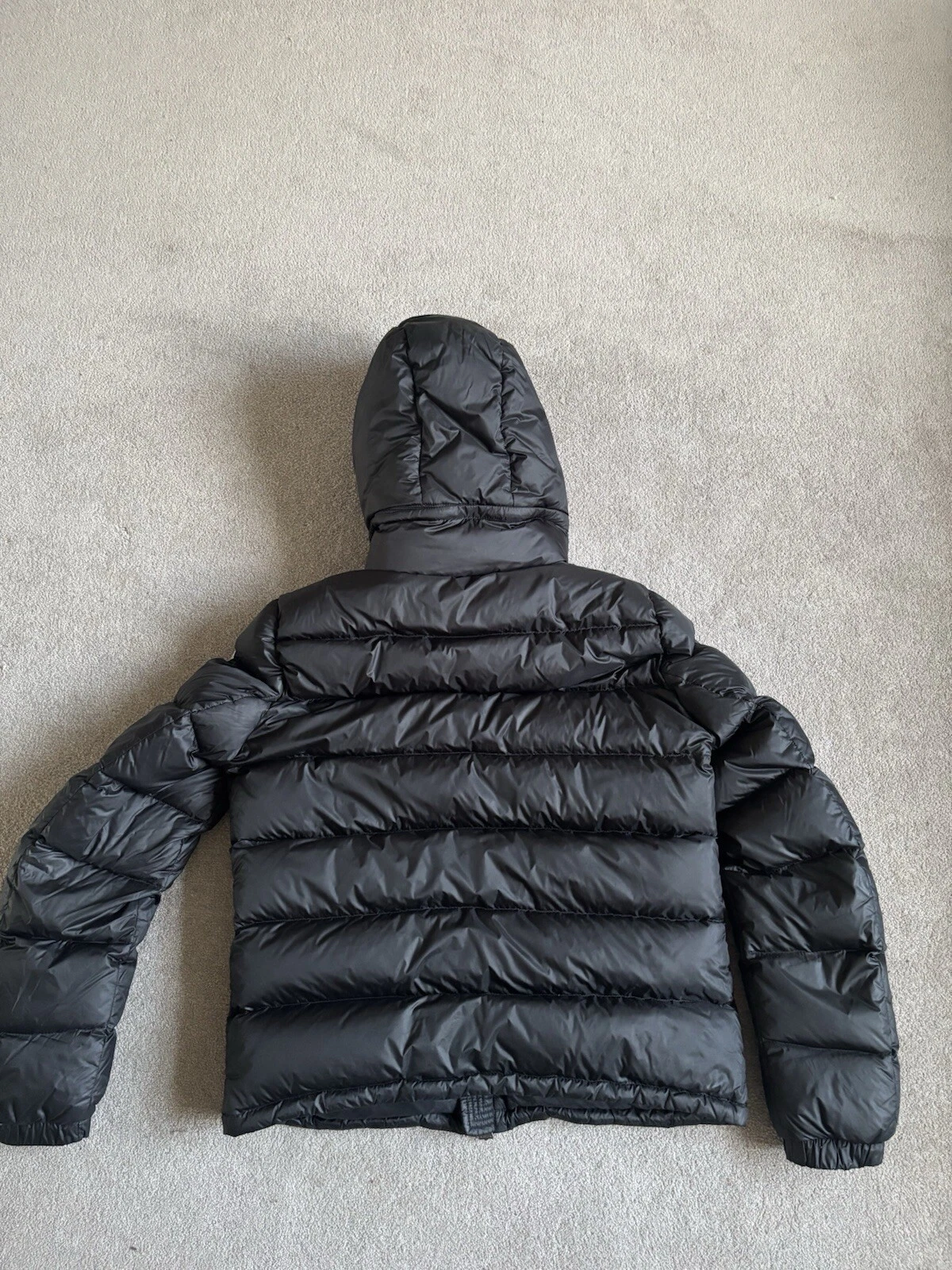 Piumino Moncler Morane taglia 2 nero con cerniera cappuccio rimovibile puffer