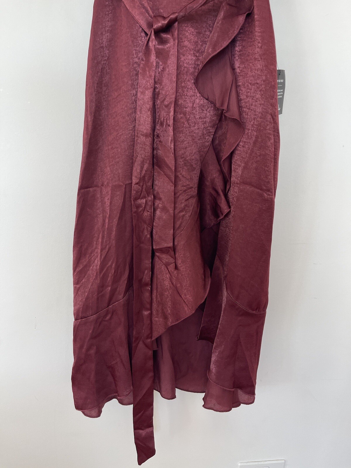 Lulus Wrapped Up In Love Burgundy Satin Wrap Midi Dress Size XS NEW RRP$95 image 6