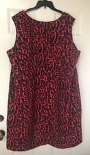 Roaman's Women Plus Size 28W Sleeveless Black & Red Dress V-Neck Polyester EUC  