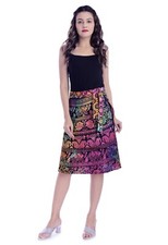 Gonna Corto Donna Cotone Elefante Mandala Multi Stampata Mini Gonna