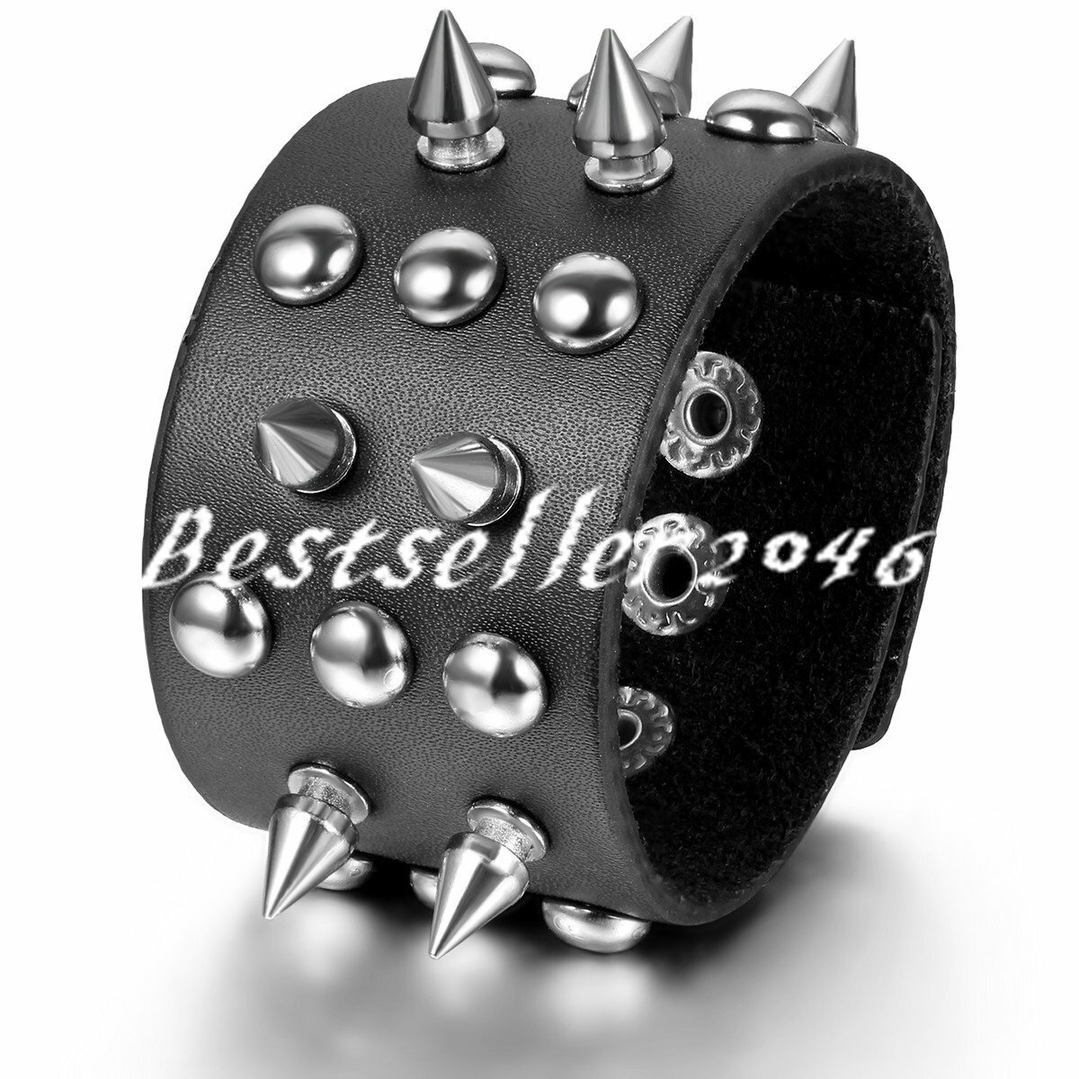 Unisex Black Metal Spike Studded Punk Rock Biker Wide Strap Unisex Black Metal Spike Studded Punk Rock Biker Wide Strap