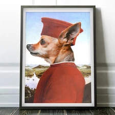 Portrait of Chihuahua as Federico Da Montefeltro - Poster Canvas Artwork