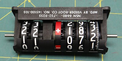 Veeder-Root Drum Display 5 Digit Counter,  (+/-) , P/N 145100-105, (4'' x 2.5'')