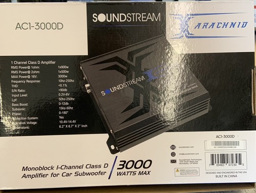Soundstream AC1.3000D Mono Class D Car Subwoofer Amplifier 3000 WATTS 1 Ohm - Picture 2 of 2