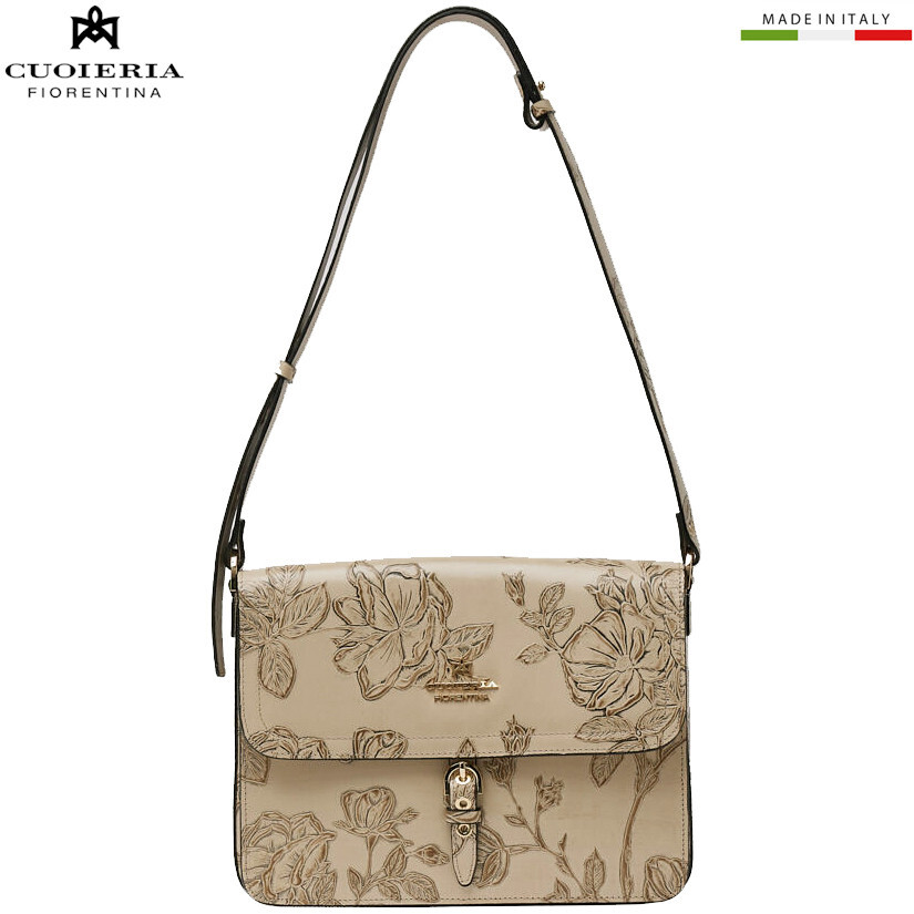 CUOIERIA FIORENTINA バッグ 美品 Cuoieria Fiorentina Tuscan beige leather small messenger bag with