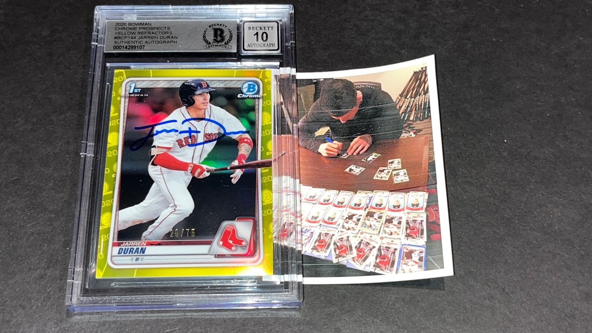 Jarren Duran Red Sox SIGNED 2020 1st BOWMAN Yellow Refractor 