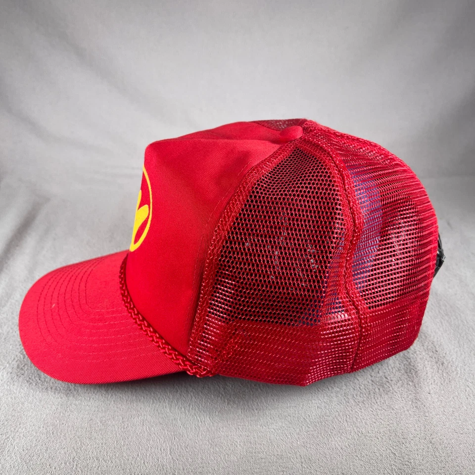 M Logo Hat Men OS Red Cobra Snapback Trucker Cap Mesh Back Rope Vintage - Image 2 of 4