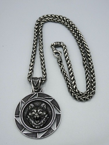 PROSTEEL Wolfskopf Anhänger Halskette Herren - Wikinger Design Edelstahl