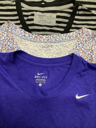 Nike Dri-Fit Loft Express Lot 3 T-Shirt Women's Short Sleeve Purple Floral Small