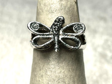 Vintage Sterling Silver 925 Dragonfly Ring with Etched Design Size 6.25.