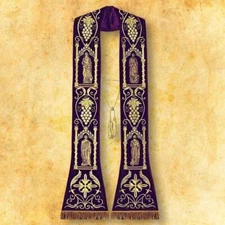Roman stole embroidered "4 Evangelists" violet