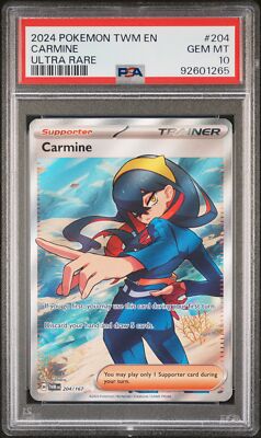 PSA 10 Carmine Ultra Rare #204 2024 Pokemon TWM Twilight