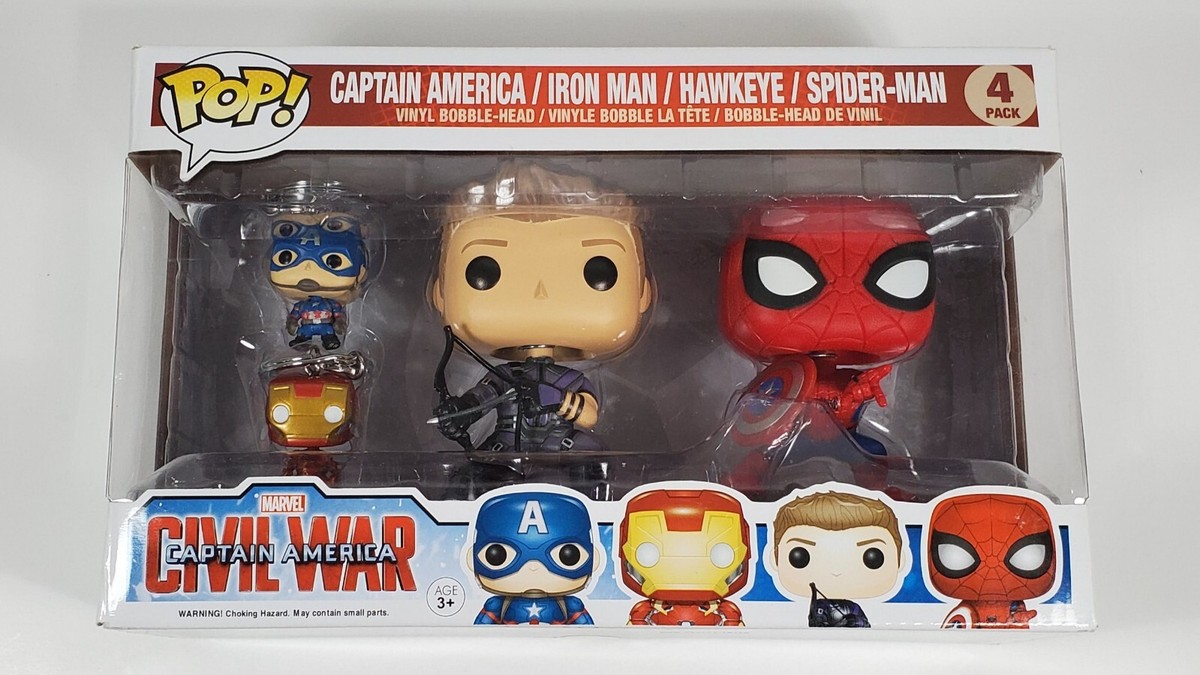 CAPTAIN AMERICA CIVIL WAR FUNKO POP FIGURE 4pk SPIDER-MAN HAWKEYE