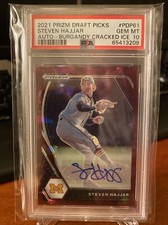 2021 Prizm Draft Picks Base Auto Burgundy Cracked Ice Steven Hajjar /12 PSA 10!
