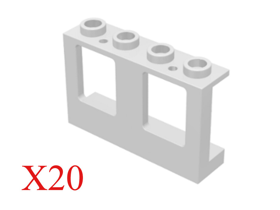 Lego White Window 1 x 4 x 2 Plane, Single Hole Top & Bottom for
