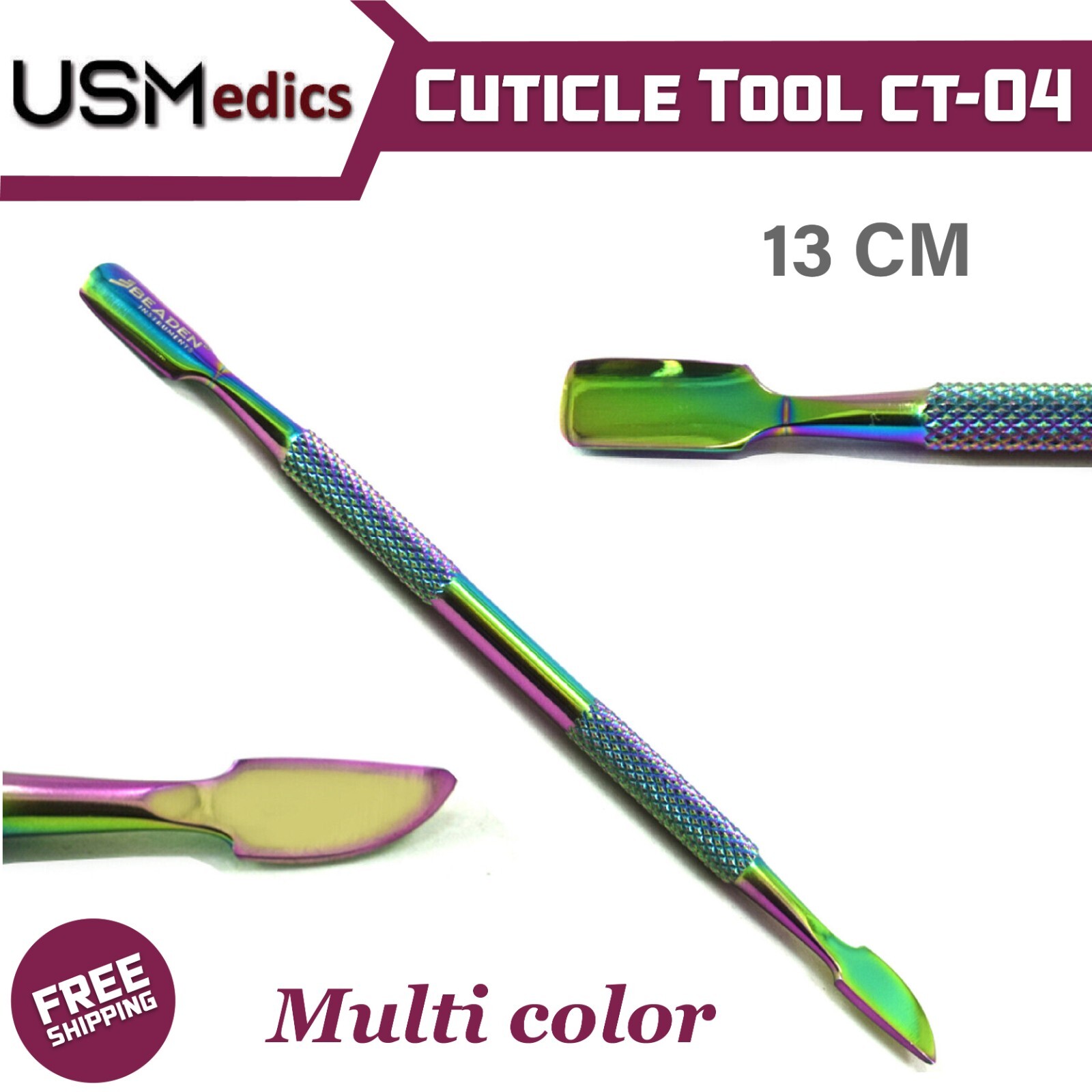 CT-04 Cuticle Nail Pusher Remover Nail Cleaner Manicure Tools Multicolor BEADEN®