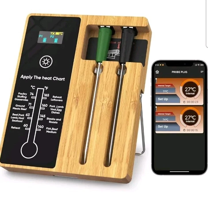 Wireless Meat Thermometer 2 Probes, 500FT Long Range with LCD for BBQ Oven
Opens in a new window or 