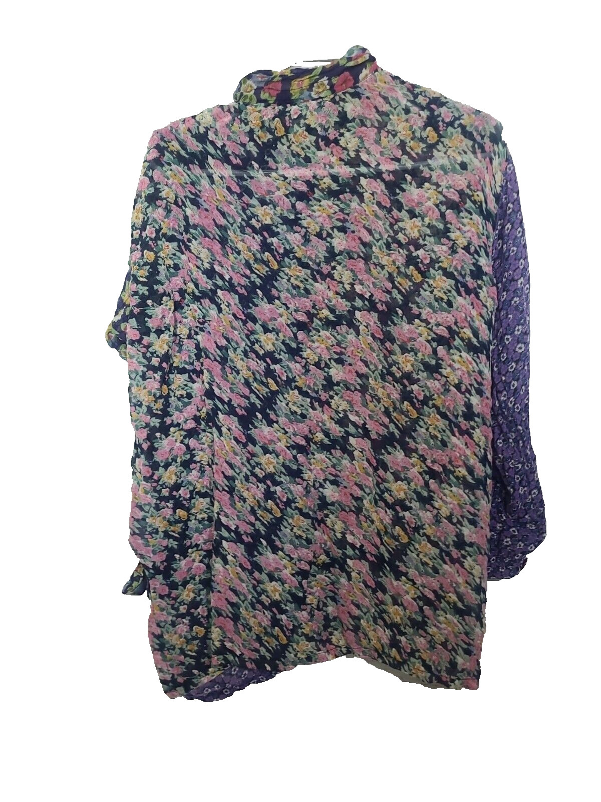 Vtg 90s Patchwork Button Down Top Floral Boho Coa… - image 2