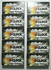 100 Gillette 7 O'Clock Super Platinum Double Edge Premium Safety Razor Blades DE