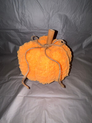 Crochet Stuffed Pumpkin with a Cinnamon Stick Stem-Large