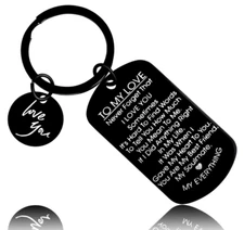 To My Love Anniversary Keychain Stainless Steel Black Gift for Boyfriend Girlfri