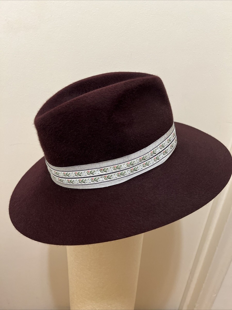 Maison Michel Women Felt Wool Dark Brown Hat Fedora( ? )Size M