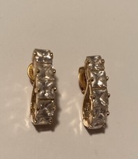 14k Yellow Gold Hoops With Sparkly Cz's Earrings 2/3"