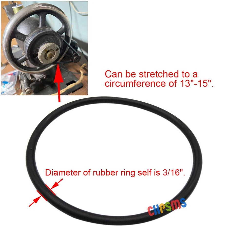 CINTURÓN ELÁSTICO MOTOR MÁQUINA DE COSER Rango de Longitud 13"-15" APTO JANOME KENMORE CANTANTE Foto 2 de 2