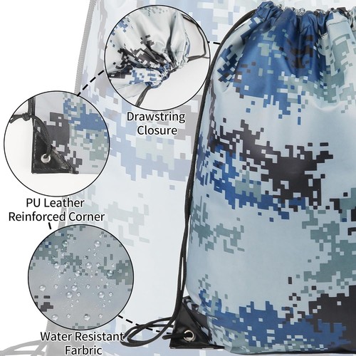 Drawstring Backpack Camo Gym String Bags Large Draw Back Bag Camo4 - Picture 2 of 6