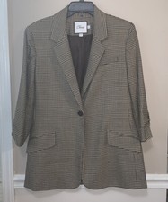 Chaus Woman’s 10 Brown Tweed Fully Lined 3/4 Sleeve Jacket Nwt