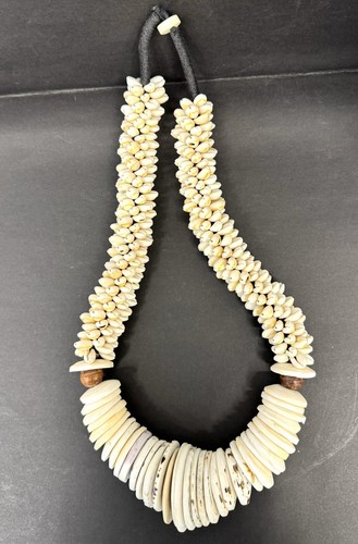 Large Papua Tribal Cowrie & Puka Sea Shell Currancy Necklace Home Decor OOAK - Picture 3 of 9