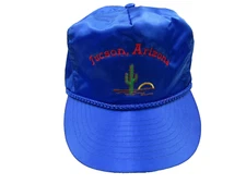 VTG Tucson Arizona Hat Satin Style Nylon Spellout Otto One Size Fits All Retro