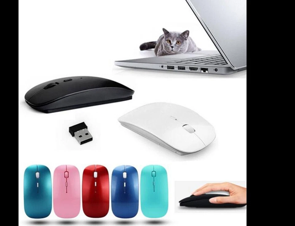 ✅2.4GHz Wireless Cordless Optical Mouse Mice USB Receiver for PC, Sliver - Image 3 of 3
