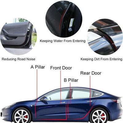 For Tesla Model S Door Seal Kit Soundproof Rubber Strip Wind