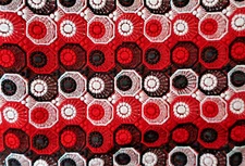 3 YARDS - EMBROIDERED DESIGNER FABRIC - RED, WHITE, BLACK - 42.5" WIDE