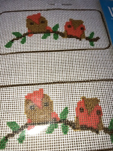 Vintage Embroidery Retro 70s Kit Owls Boho Cottagecore Eyeglass Case Needlepoint - Picture 5 of 6