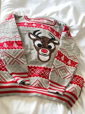 Tipsy Elves - Sequin Rudolph Christmas Sweater Size L