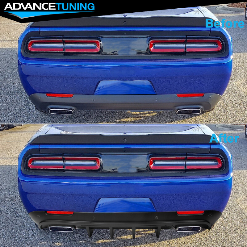 For 15-23 Dodge Challenger IKON V3 Style Rear Bumper Lip Diffuser Matte Black PP