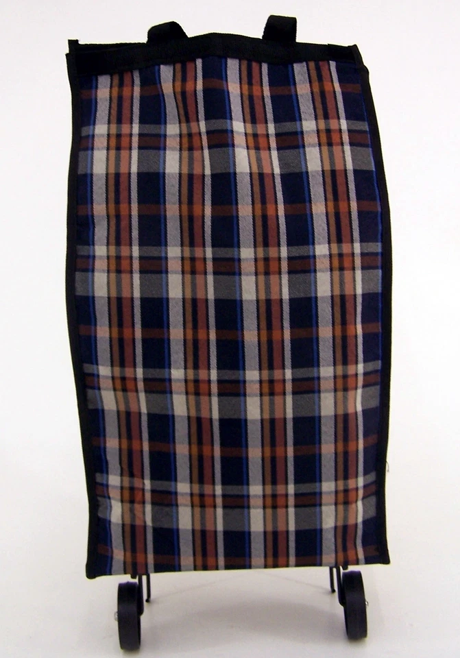 Klapp- Trolley-Tasche blau-braun-weiß- Einfaches & bequemes Einkaufen  - Bild 2 von 4