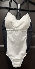 Nike One Piece Ribbed Swimsuit Black And White NESSA409-654  Size Large 25