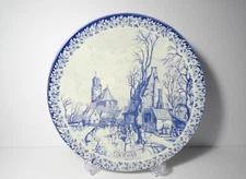 DELFTS BLAUW CHEMKEFA HOLLAND WHITE BLUE 11.5" COLLECTOR'S WALL PLATE DE WINTER