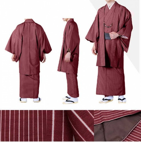 Japonés Tradicional Hombre Kimono Haori Chaqueta Rayas Rojo Japón Tracking  | eBay
