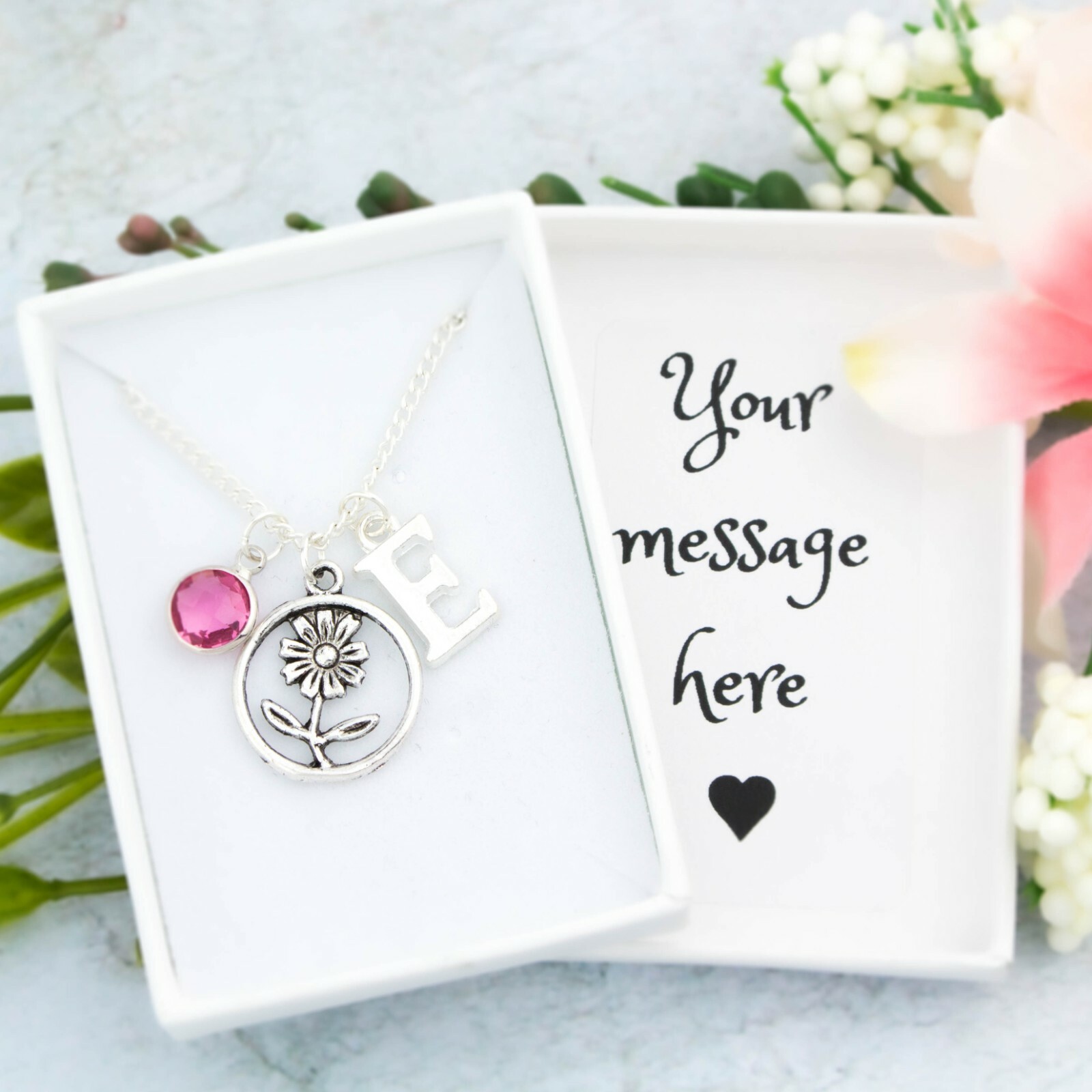 Flower Girl Necklace, Personalised Jewellery, Daisy Charm, Bridesmaid Thank You