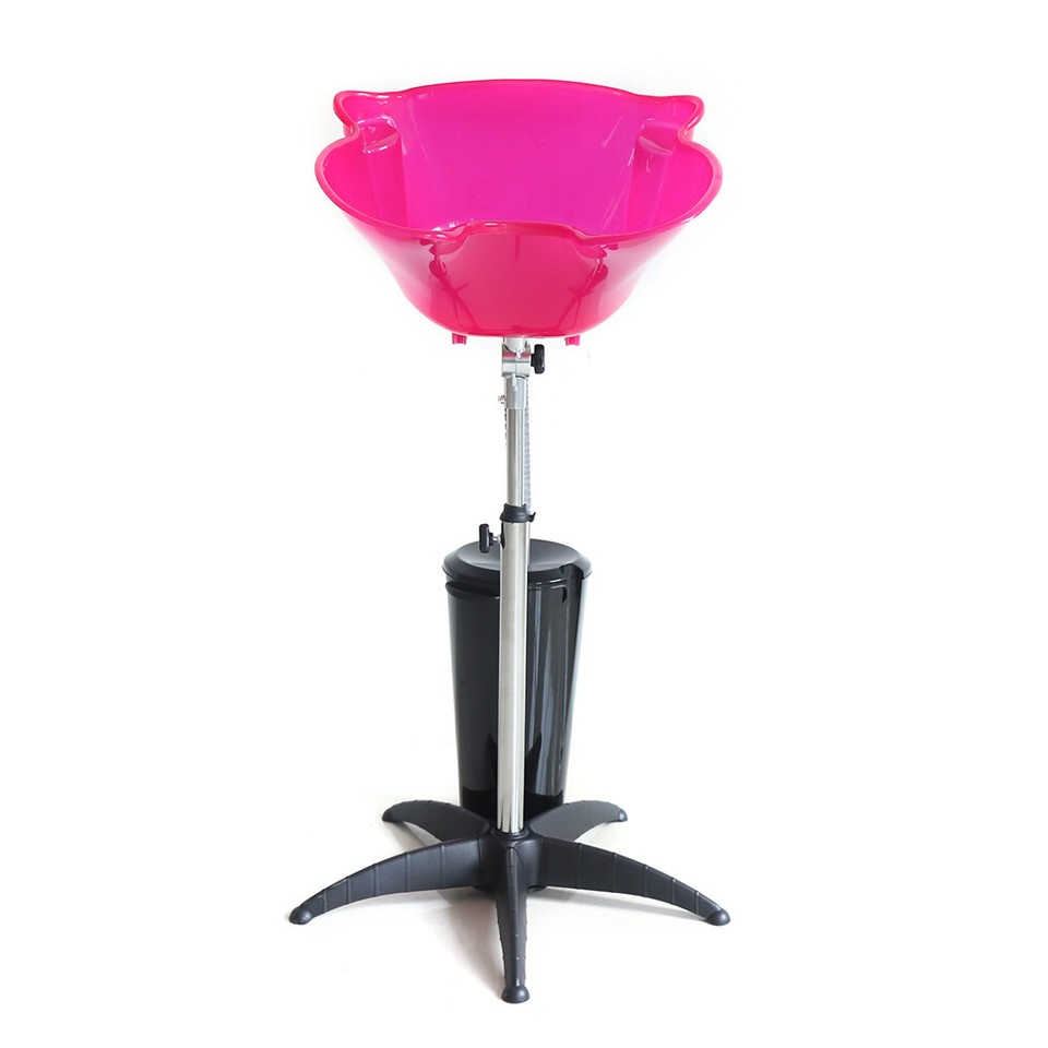 Pink Shampoo Bowl Basin Adjustable Hair Sink Portable with Drain Hose