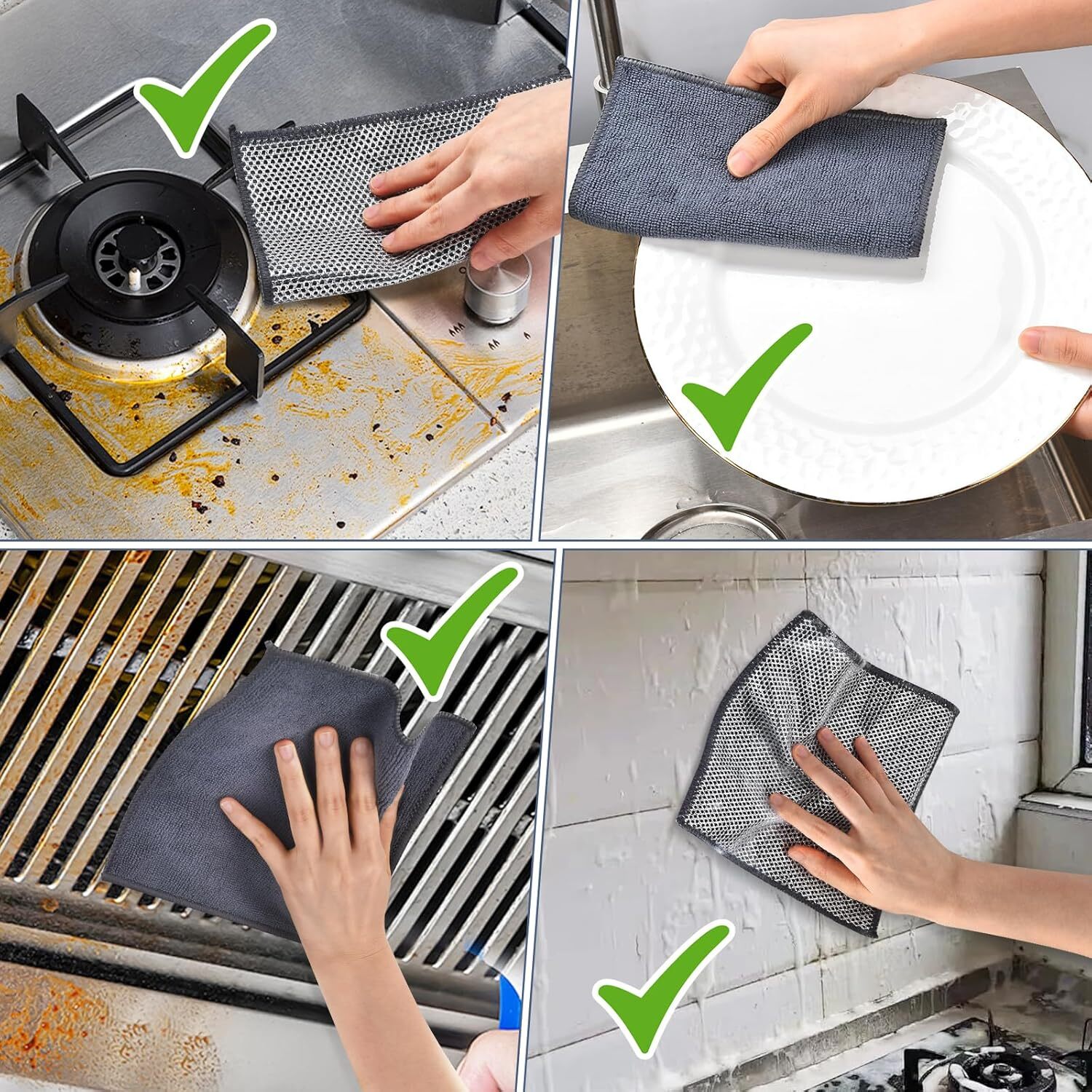 10 Pcs New Upgrade2-Layer Non Scratch Wire Dishcloth for Wet and Dry 7.08"x8.86"