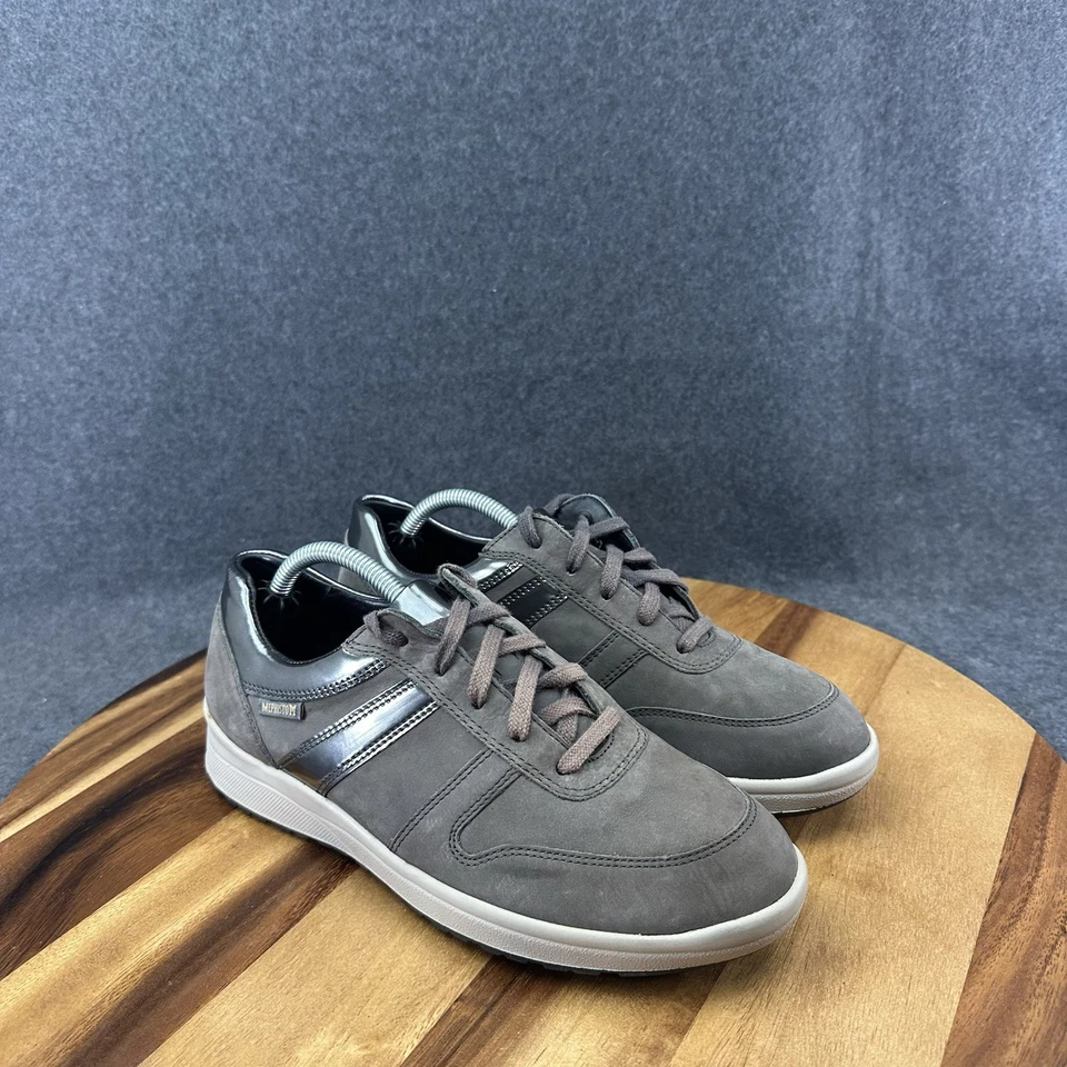 Mephisto Mujer Zapatos Rebeca Tenis 8 Gris Cuero Parte Superior Baja Con Cordones Informales Foto 2 de 4