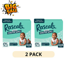 2 Pack Rascals Premium Sensitive Baby Wipes Alcohol Free 648 Count