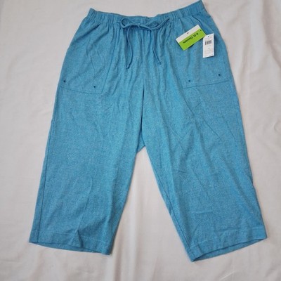 C.D. Daniels Capri Pants Women 1X Blue Pull On Elastic Waist Crop Pants NEW